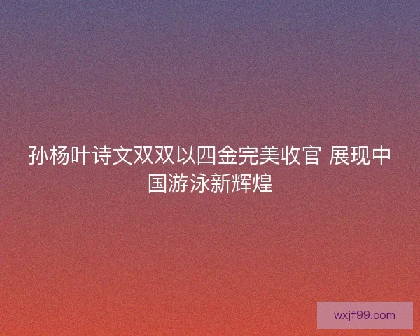 孙杨叶诗文双双以四金完美收官 展现中国游泳新辉煌