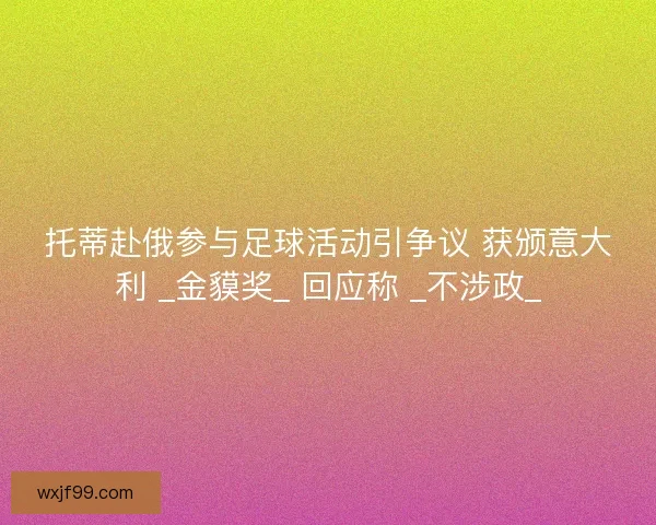托蒂赴俄参与足球活动引争议 获颁意大利 _金貘奖_ 回应称 _不涉政_