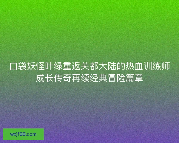 口袋妖怪叶绿重返关都大陆的热血训练师成长传奇再续经典冒险篇章