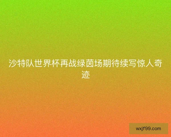 沙特队世界杯再战绿茵场期待续写惊人奇迹
